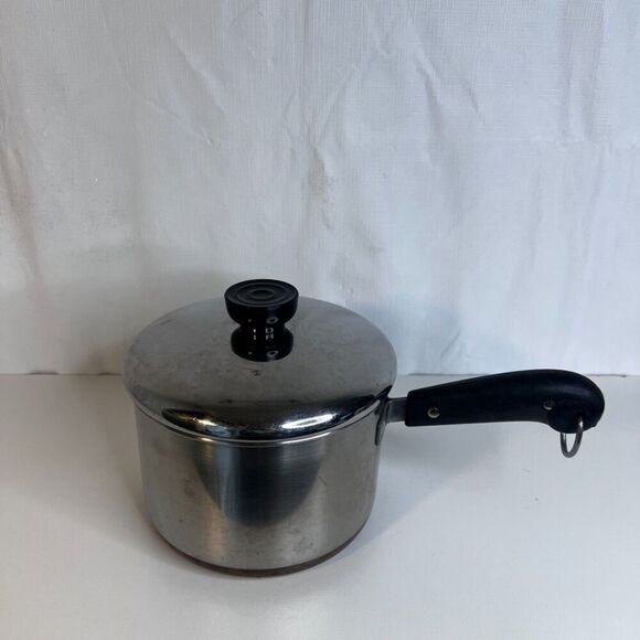 Revere Ware 1801 Copper Clad Saucepan Pot 1 Qt w/ Lid Stainless USA Made - Picture 16 of 16